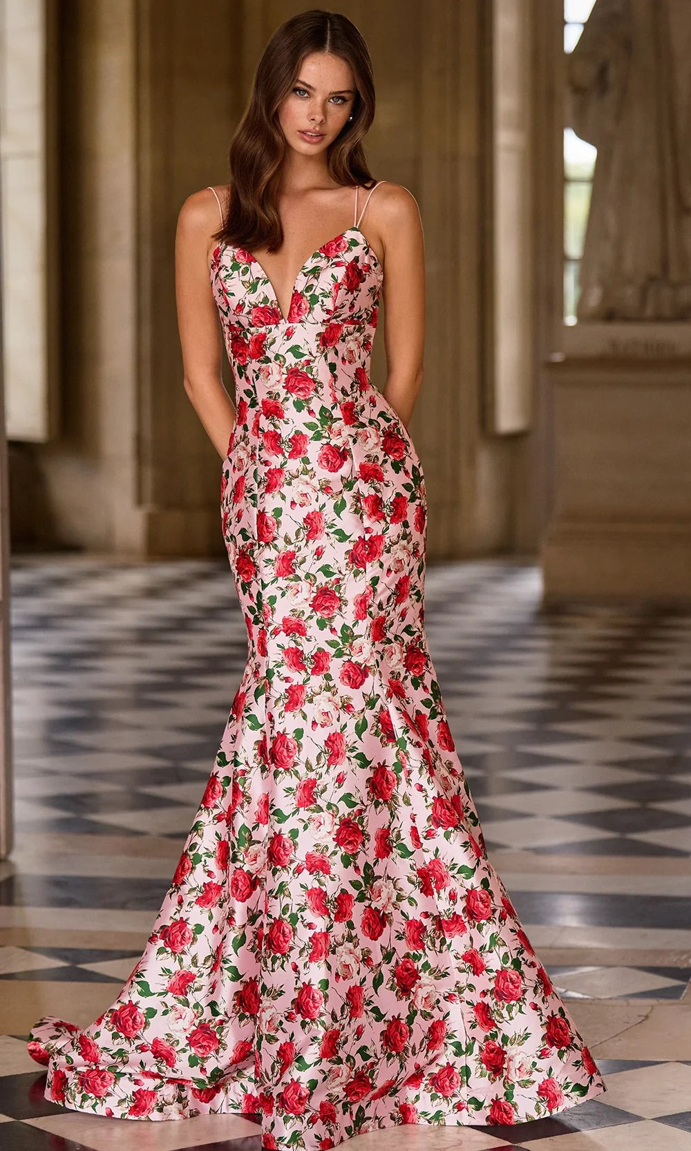 Sherri Hill 57720 - Floral Printed Double Straps Evening Gown Prom Dresses