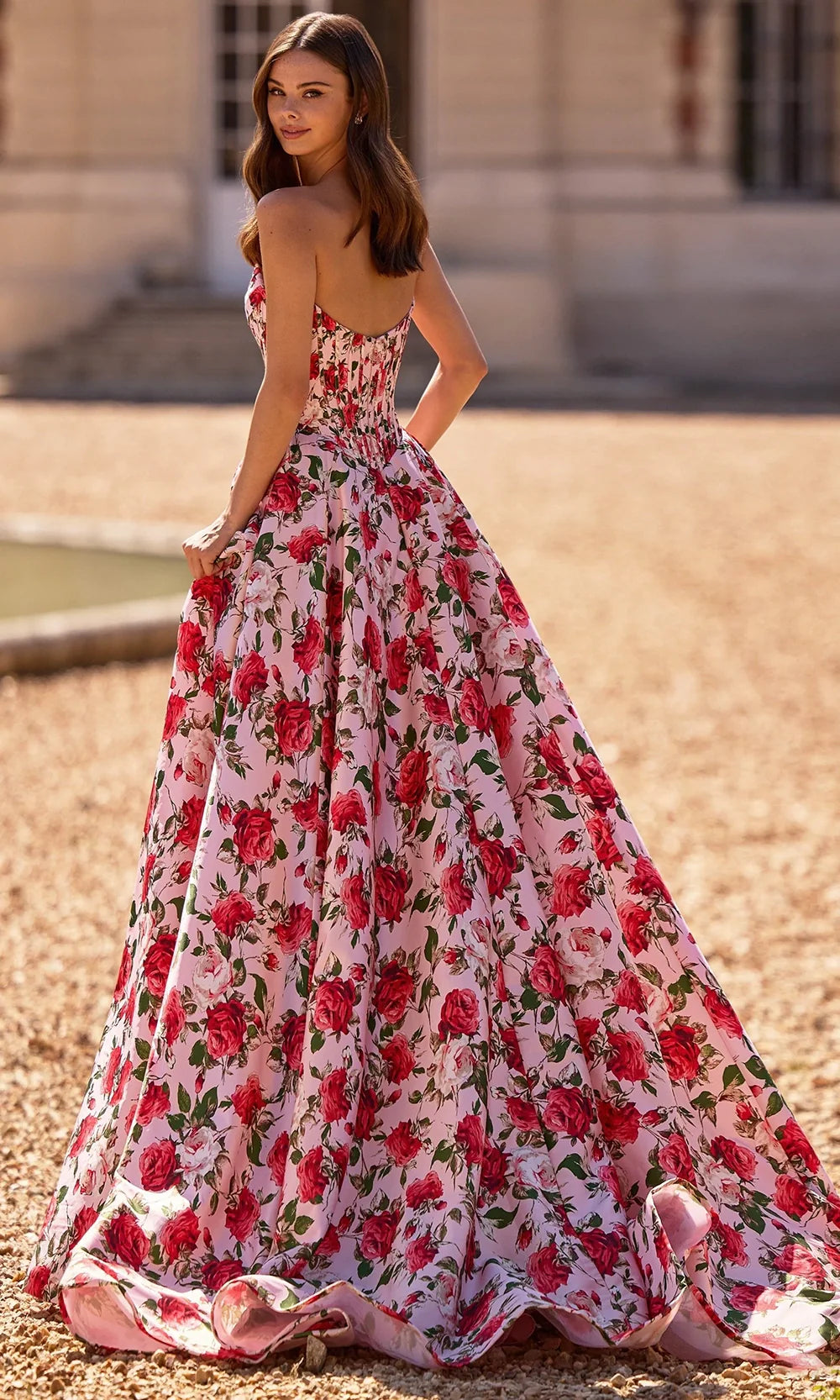 Sherri Hill 57723 - Rose Print Corset Bodice Long Gown Prom Dresses