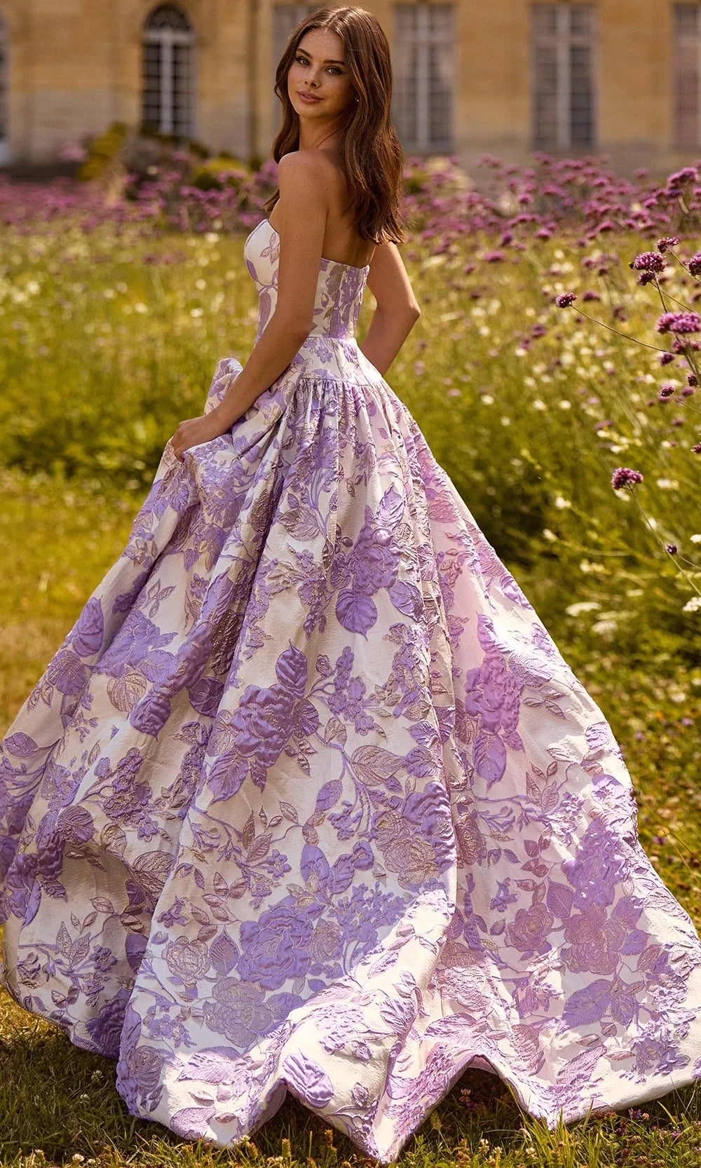 Sherri Hill 57730 - Floral Brocade Drop Waist Ballgown Prom Dresses