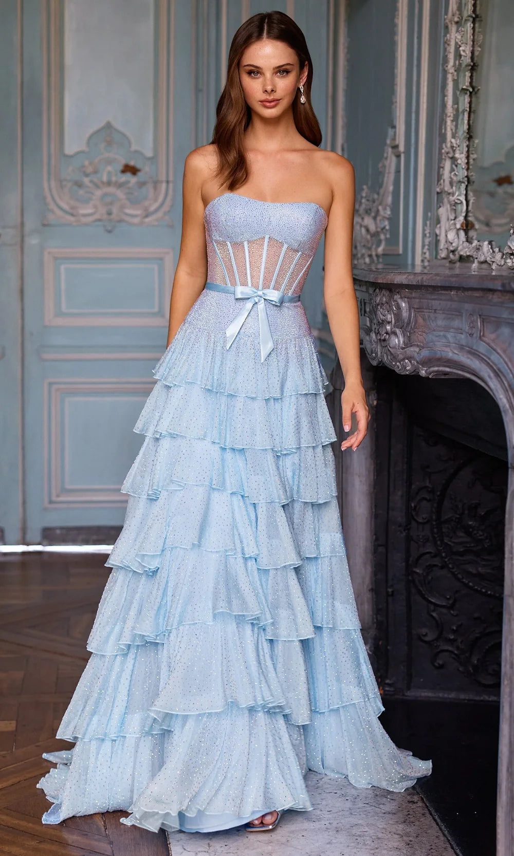 Sherri Hill 57739 - Straight Neckline Ruffle A-Line Dress Prom Dresses