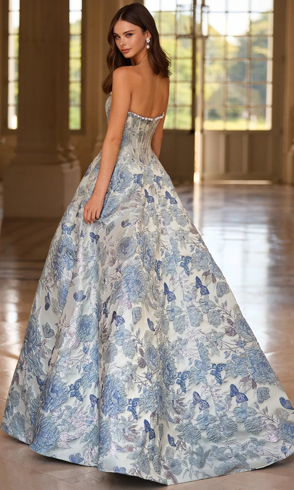 Sherri Hill 57741 - Floral Brocade Basque Ballgown Prom Dresses