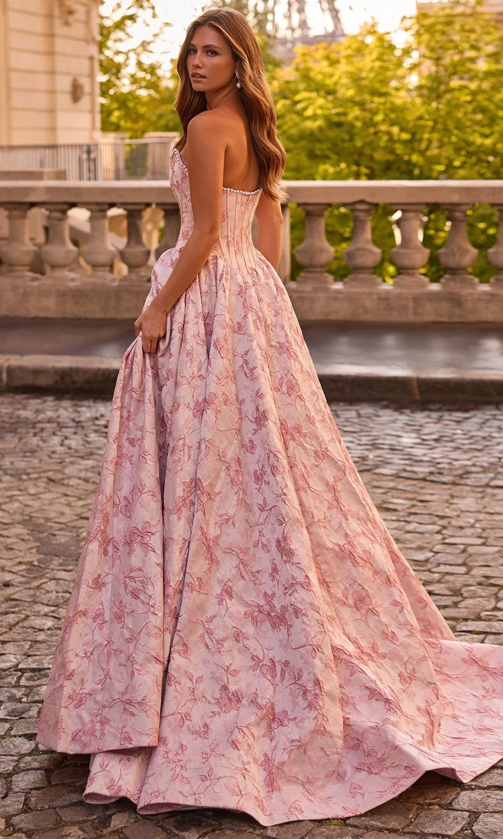 Sherri Hill 57752 - Pearl Accent Scoop Brocade Gown Prom Dresses