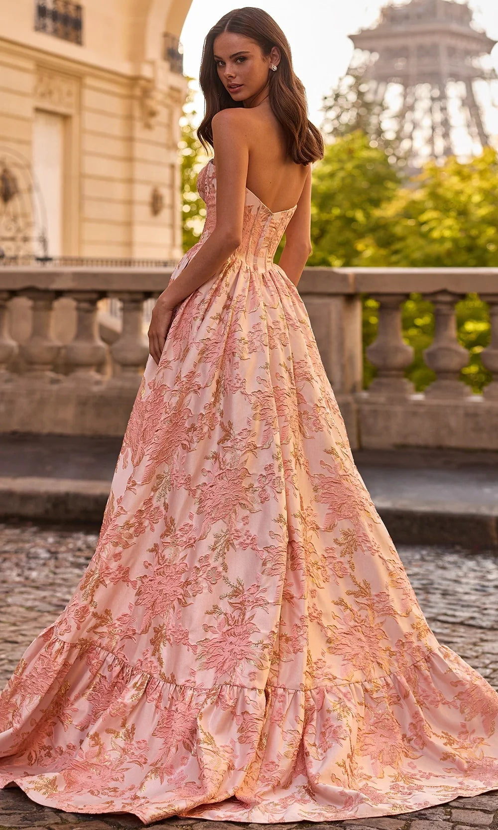 Sherri Hill 57753 - Corset Bodice Floral Sweetheart Gown Prom Dresses