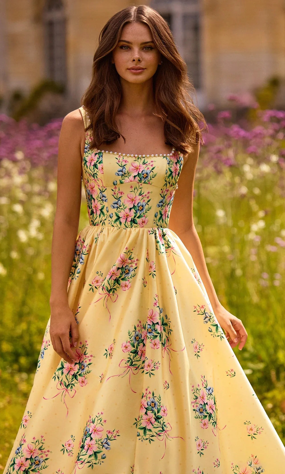 Sherri Hill 57783 - Tie Open Back Floral Printed Evening Dress Prom Dresses
