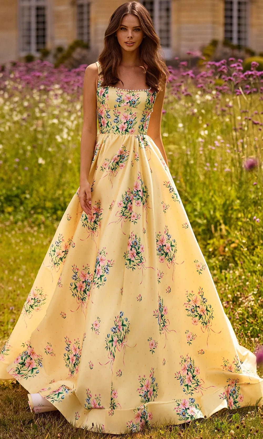 Sherri Hill 57783 - Tie Open Back Floral Printed Evening Dress Prom Dresses