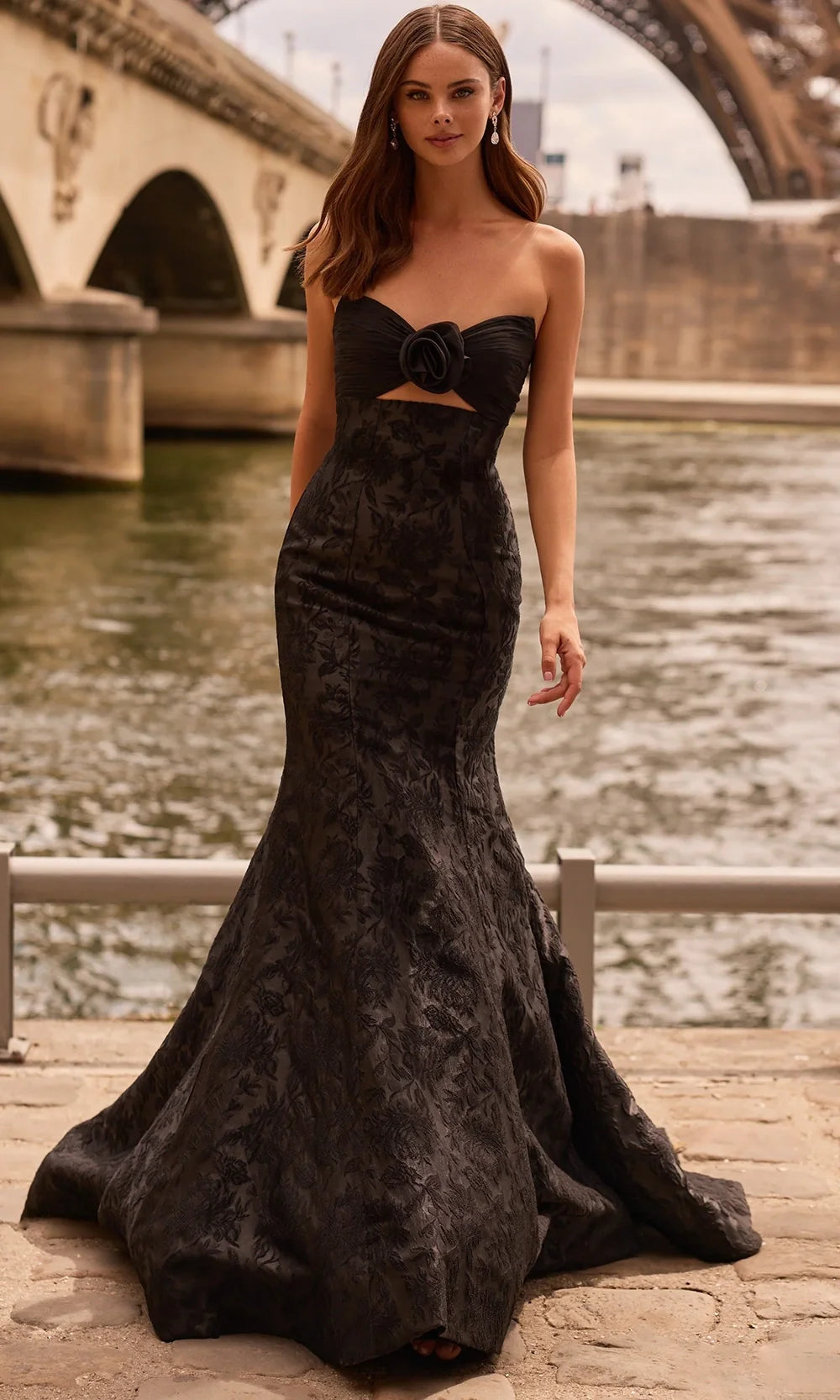 Sherri Hill 57792 - Textured Floral Strapless Mermaid Gown Prom Dresses