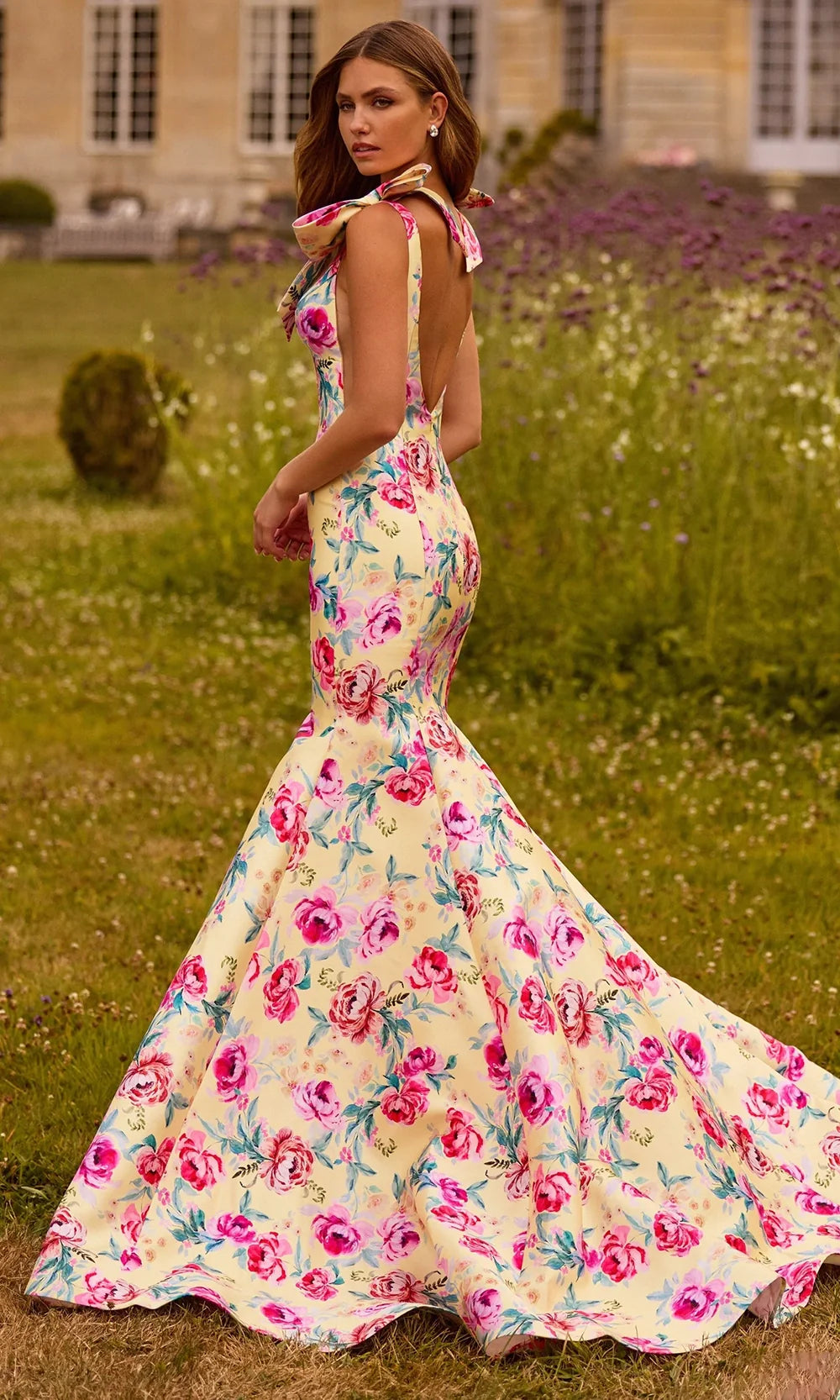 Sherri Hill 57848 - Bow Straps Floral Print Evening Gown Formal Gowns