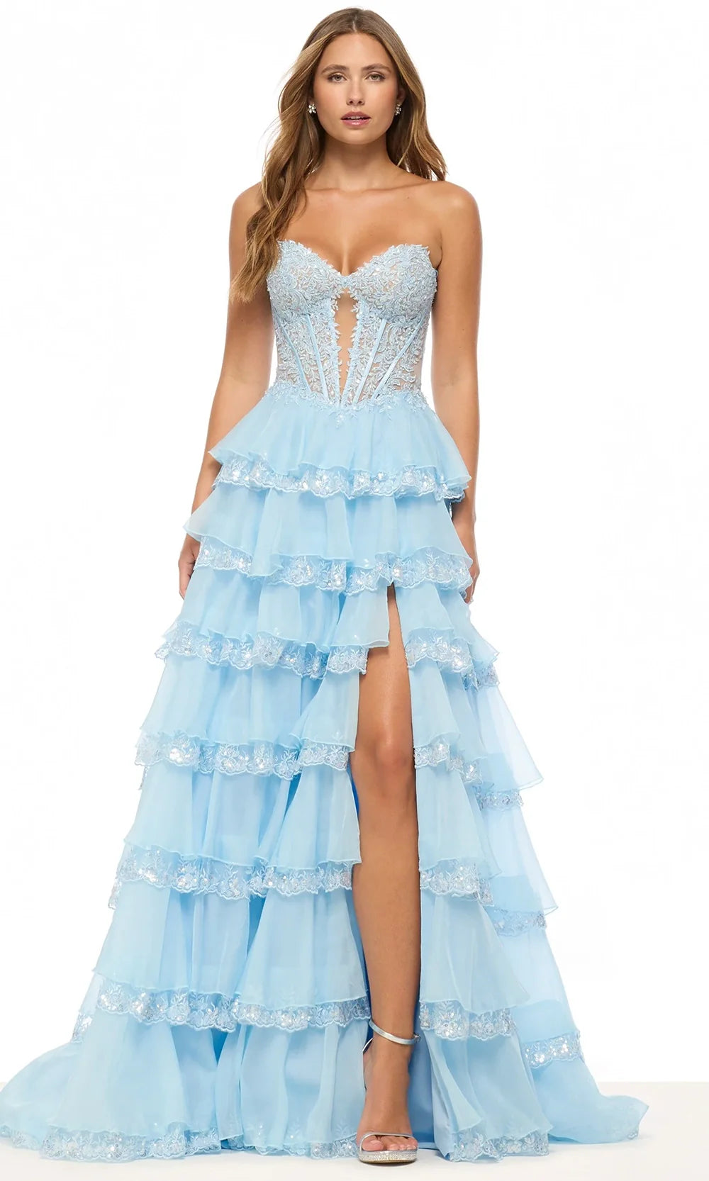 Sherri Hill 57885 - V-Open Back Embroidered Sequin Dress Prom Dresses
