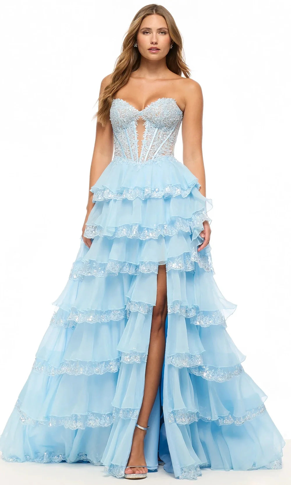 Sherri Hill 57885 - V-Open Back Embroidered Sequin Dress Prom Dresses