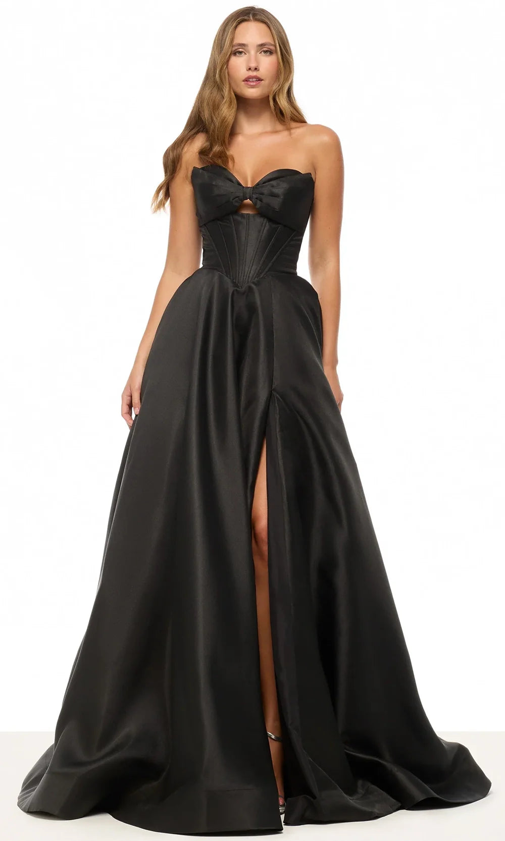 Sherri Hill 57893 - High Slit Bow Neckline Evening Gown Prom Dresses