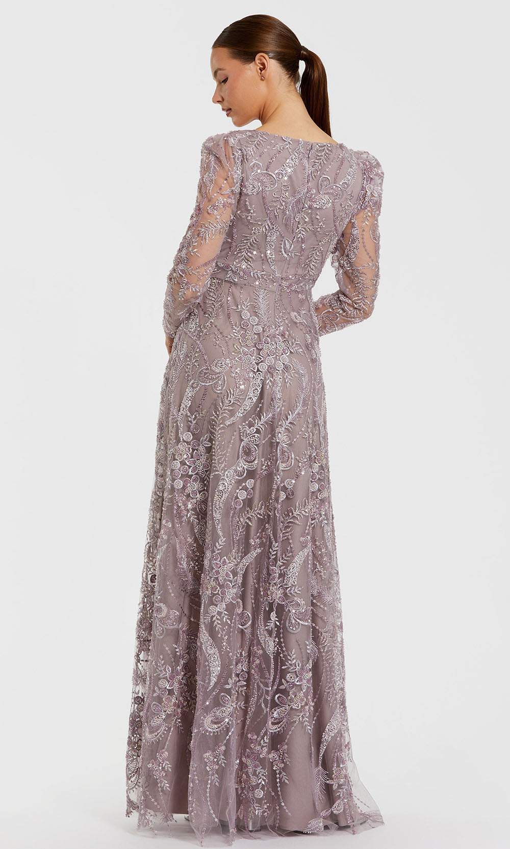 Mac Duggal 68908 - Beaded Lace A-Line Evening Gown Mother of the Bride Dresses in Purple