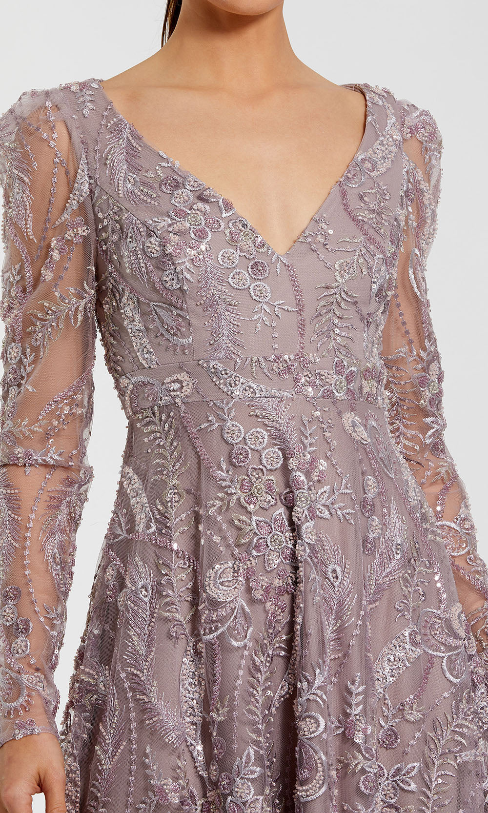 Mac Duggal 68908 - Beaded Lace A-Line Evening Gown Mother of the Bride Dresses in Purple