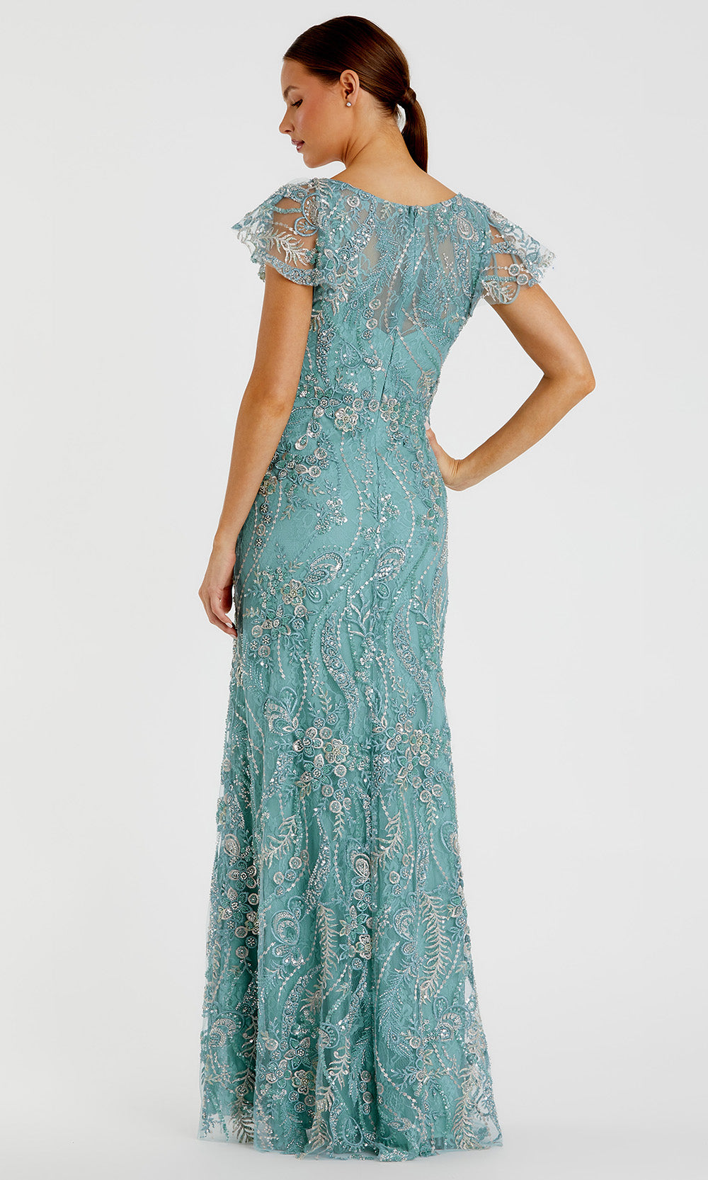 Mac Duggal 68914 - V-Neckline Embroidered Long Gown Mother of the Bride Dresses in Green
