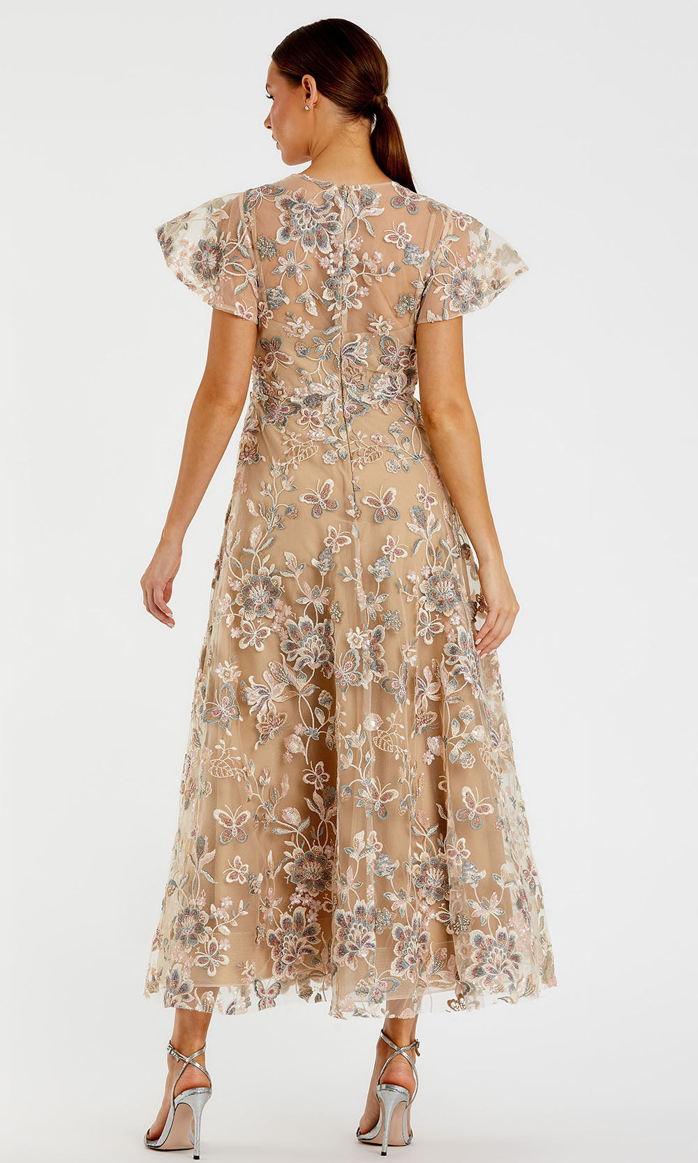 Mac Duggal 68920 - High Neck Butterfly Embroidered Dress Holiday Dresses in Neutral