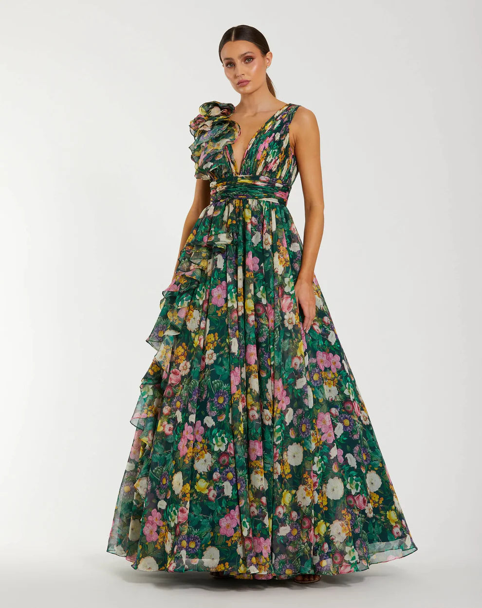 Mac Duggal 68947 - Floral Print A-Line Evening Gown