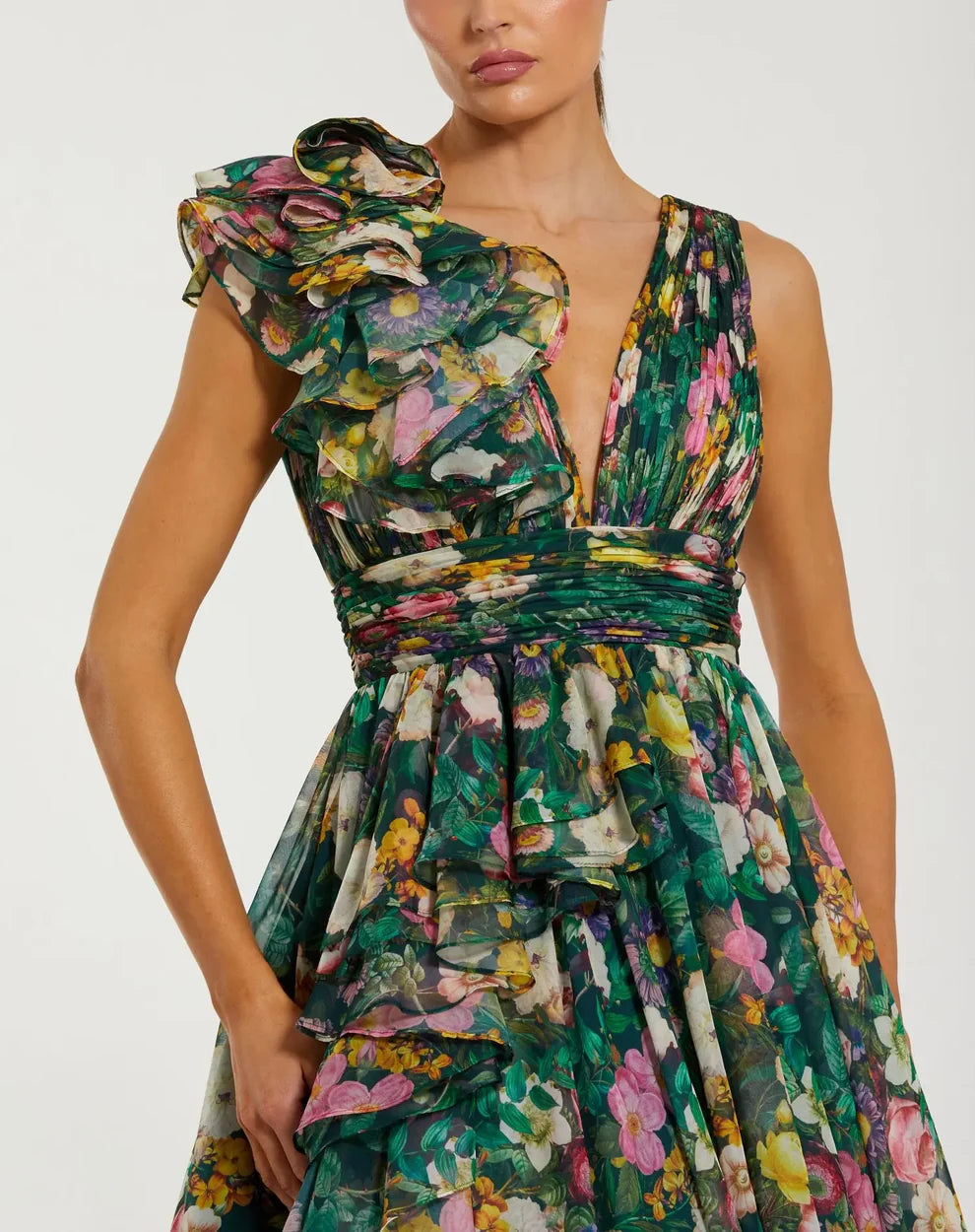 Mac Duggal 68947 - Floral Print A-Line Evening Gown
