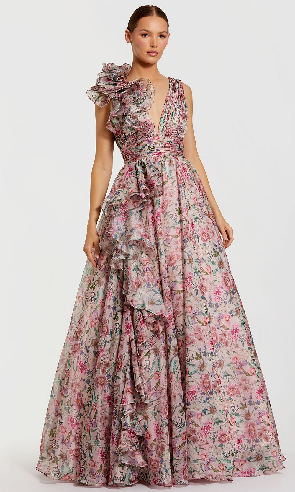 Mac Duggal 68947 - Floral Print A-Line Evening Gown Prom Dresses