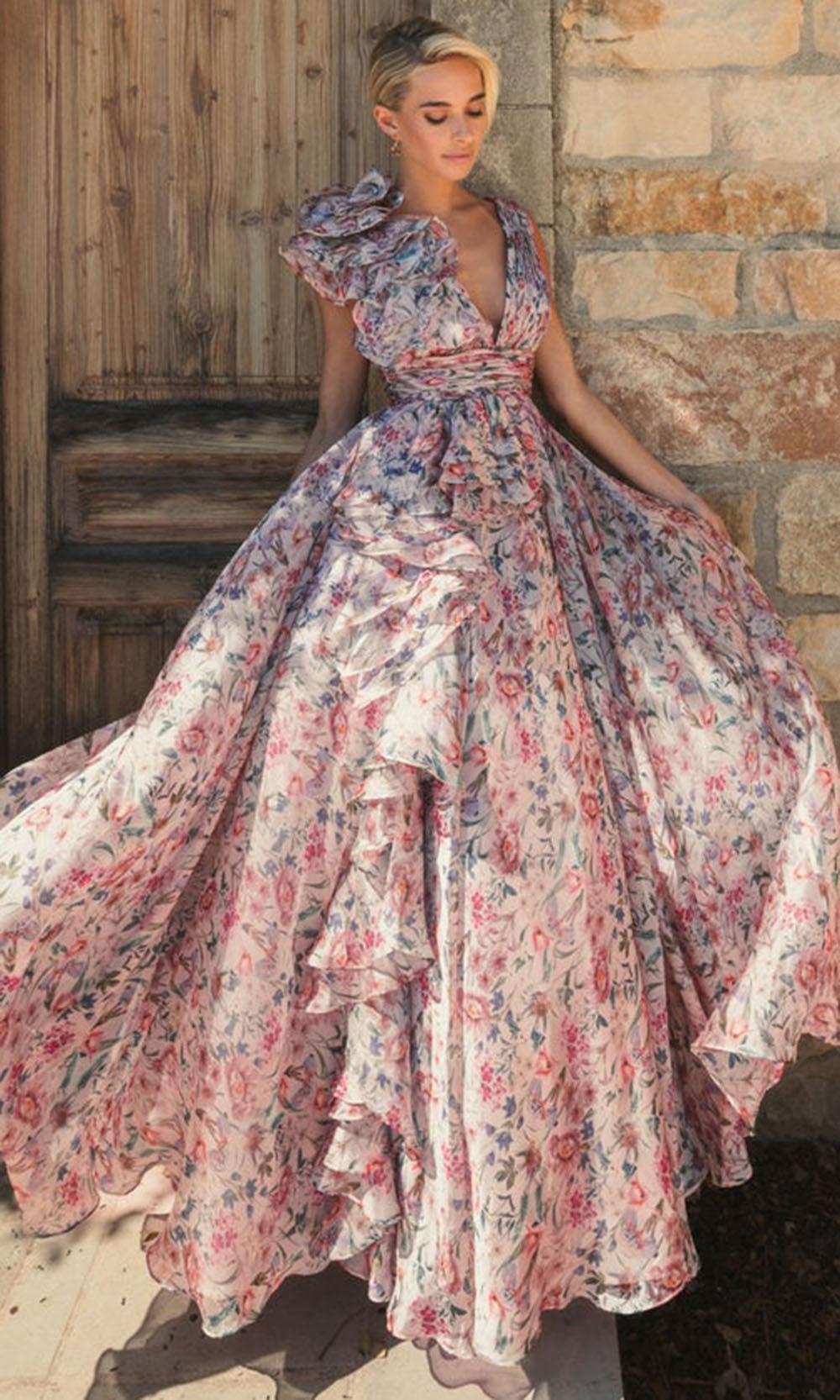 Mac Duggal 68947 - Floral Print A-Line Evening Gown Prom Dresses