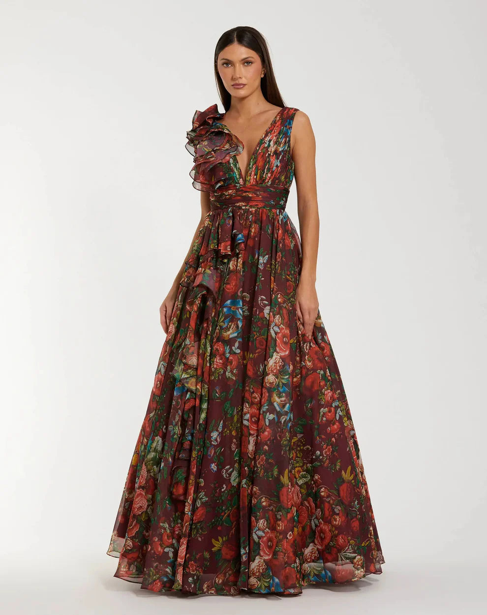 Mac Duggal 68947 - Floral Print A-Line Evening Gown