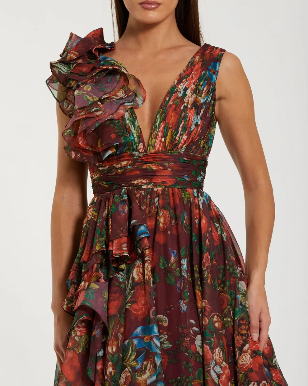 Mac Duggal 68947 - Floral Print A-Line Evening Gown