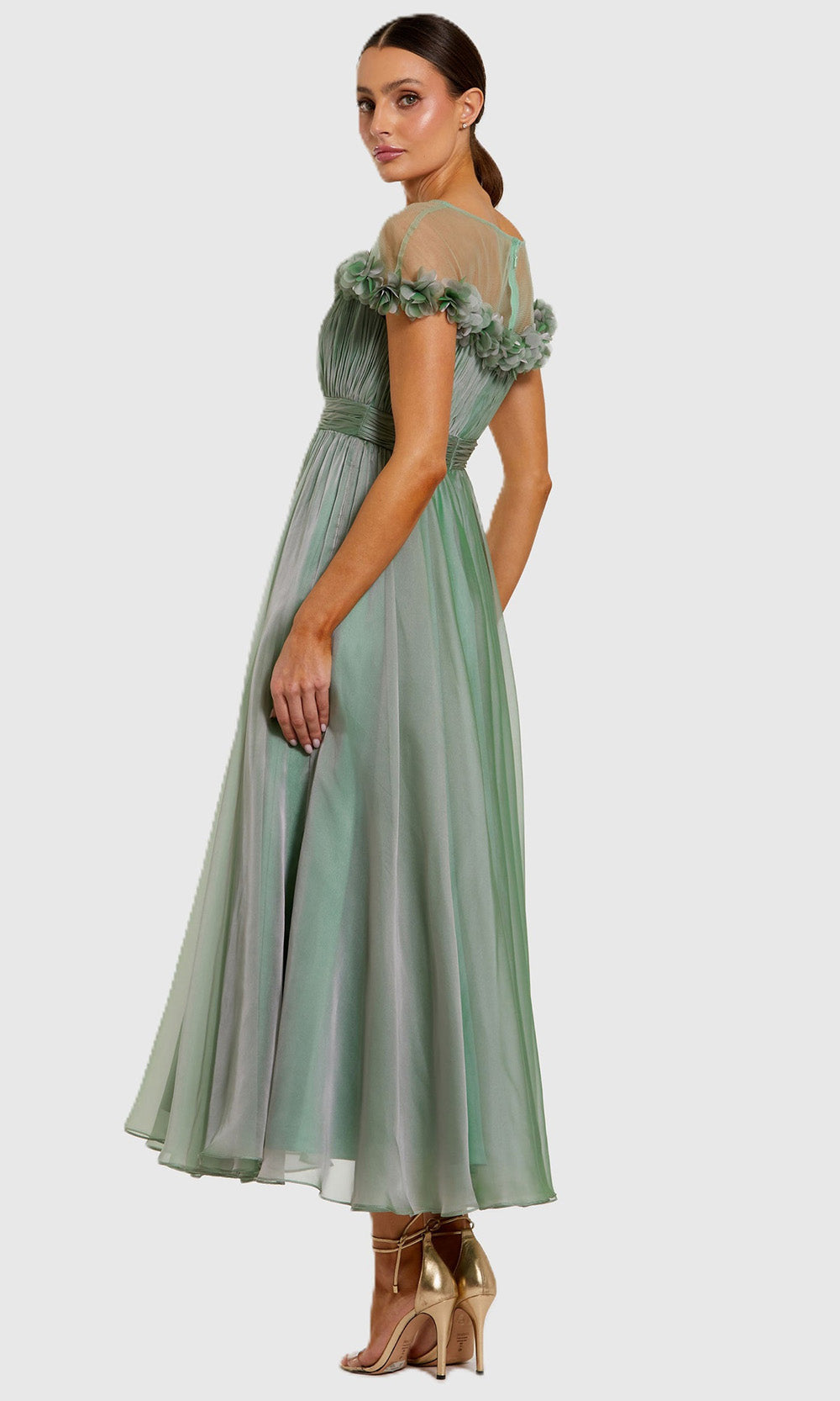 Mac Duggal 68966 - Chiffon Floral Trim Dress Mother of the Bride Dresses in Green