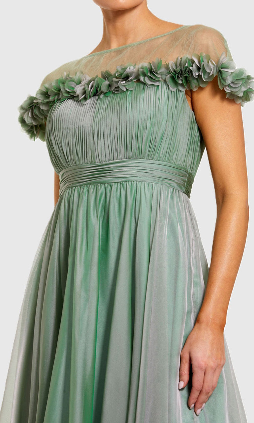 Mac Duggal 68966 - Chiffon Floral Trim Dress Mother of the Bride Dresses in Green