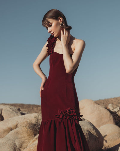 Mac Duggal 68983 - One Shoulder Velvet Trumpet Gown In Red