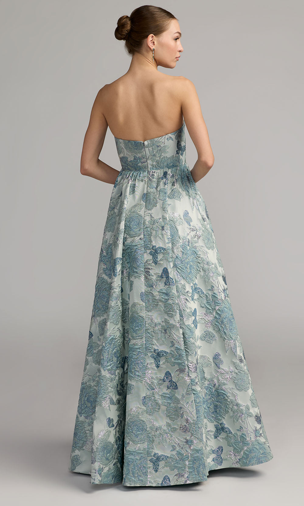 Mac Duggal 68999 - Floral Brocade Pleated Long Gown Prom Dresses in Green
