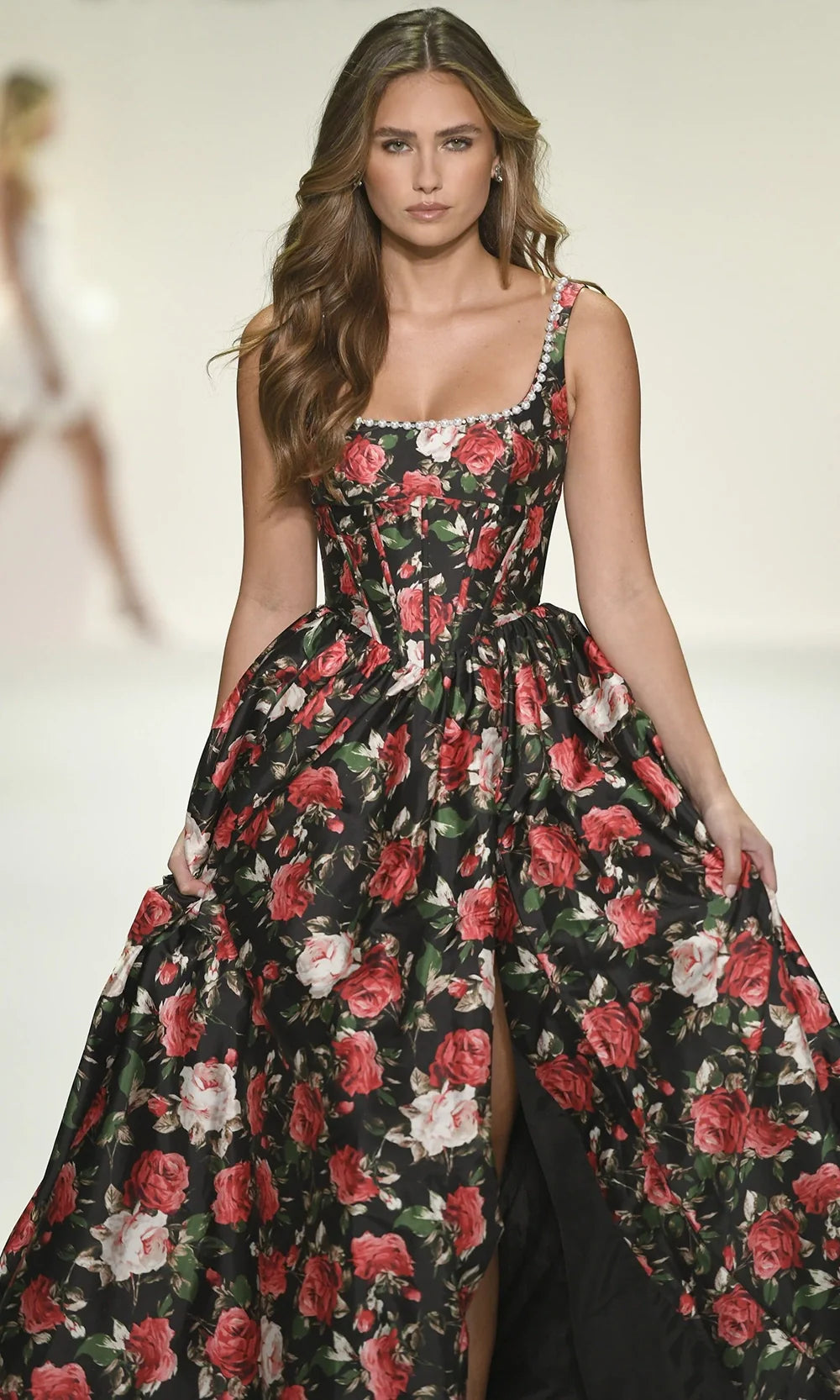 Sherri Hill 57725 - Sleeveless A-Line Gown with Floral Print Prom Dresses