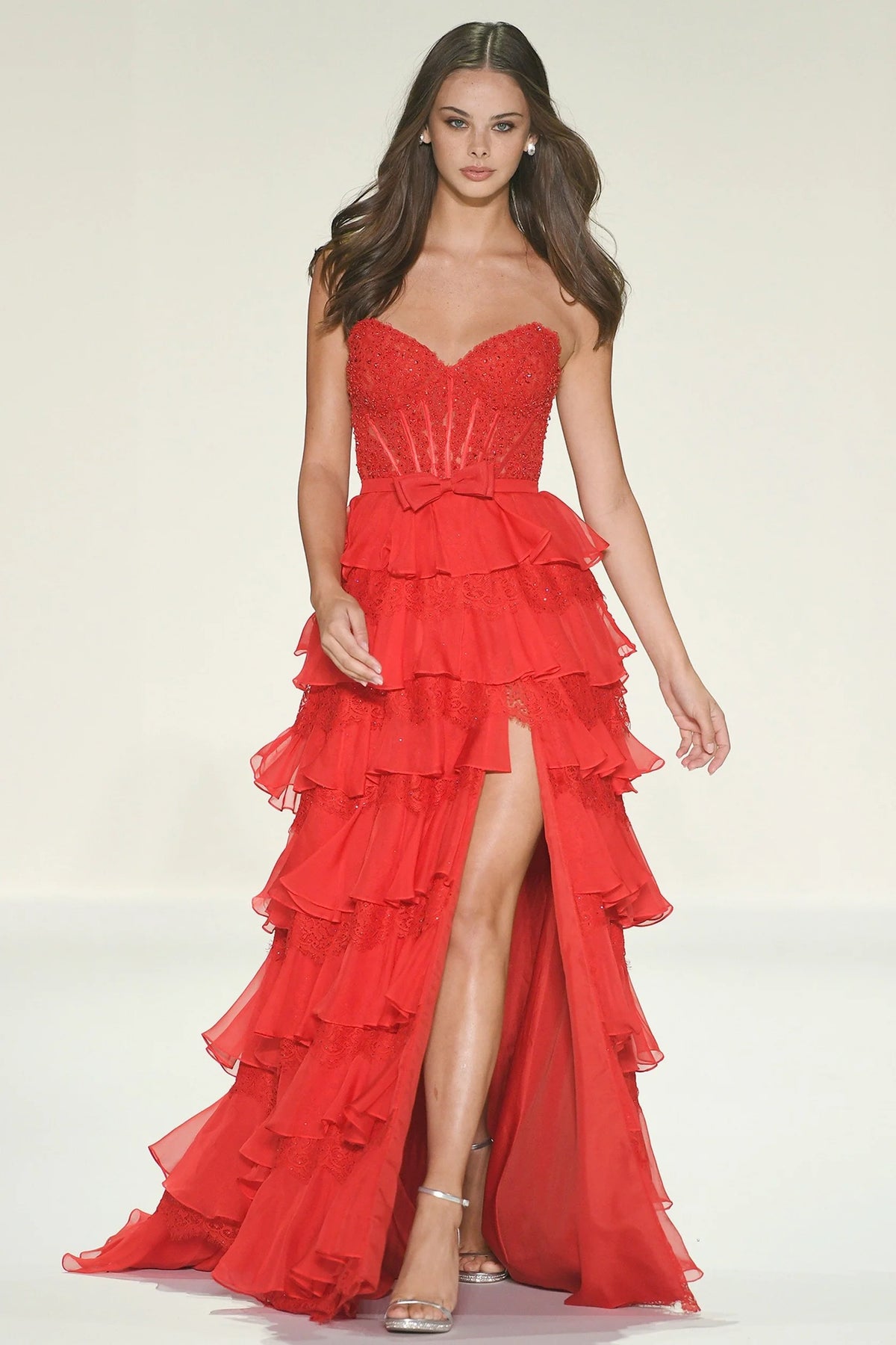 Sherri Hill 57479 - Floral Lace Tiered A-Line Evening Gown