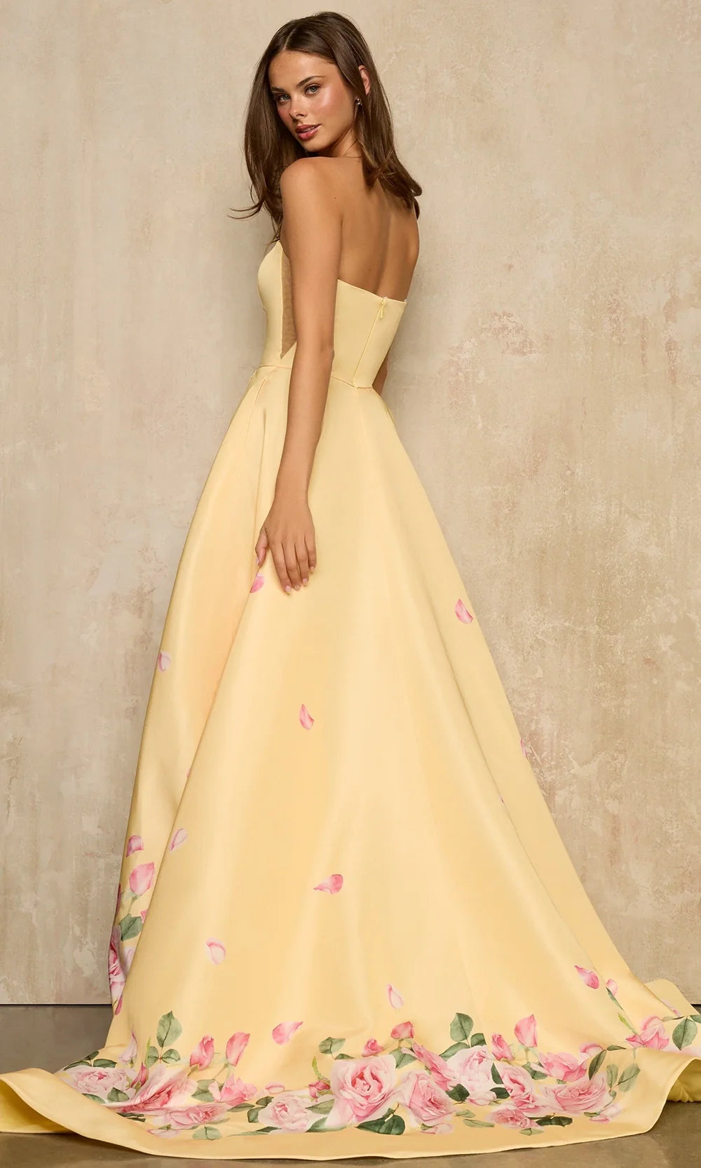 Sherri Hill 57760 - Floral Border Strapless Gown with Pockets Prom Dresses