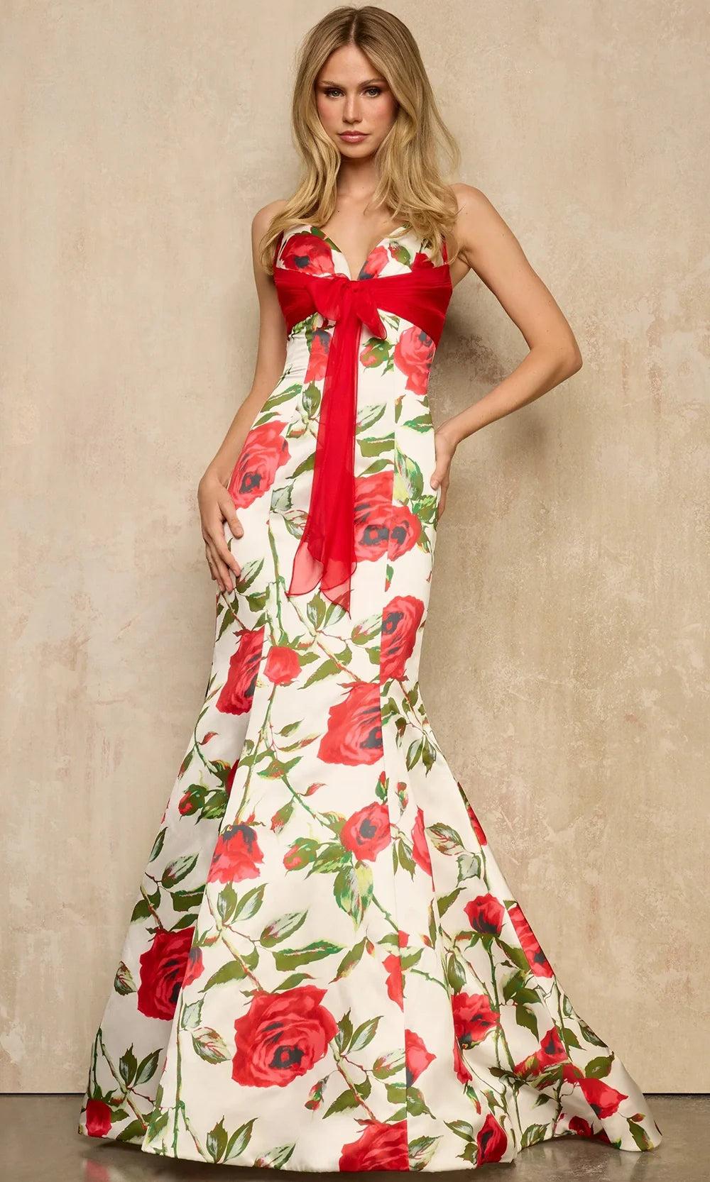 Sherri Hill 57818 - Ruched Detail Floral Mermaid Dress Prom Dresses