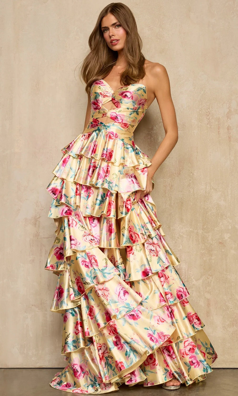 Sherri Hill 57878 - Strapless A-Line Gown with Tiered Ruffles Prom Dresses