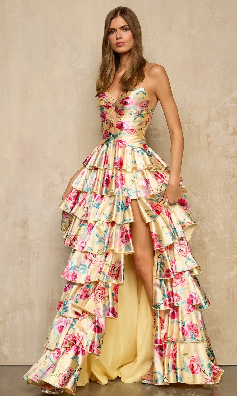 Sherri Hill 57878 - Strapless A-Line Gown with Tiered Ruffles Prom Dresses