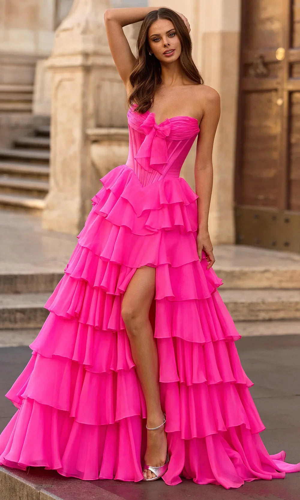 Sherri Hill 57923 - High Slit Ruffle Gown with Sweetheart Neckline Ball Gowns