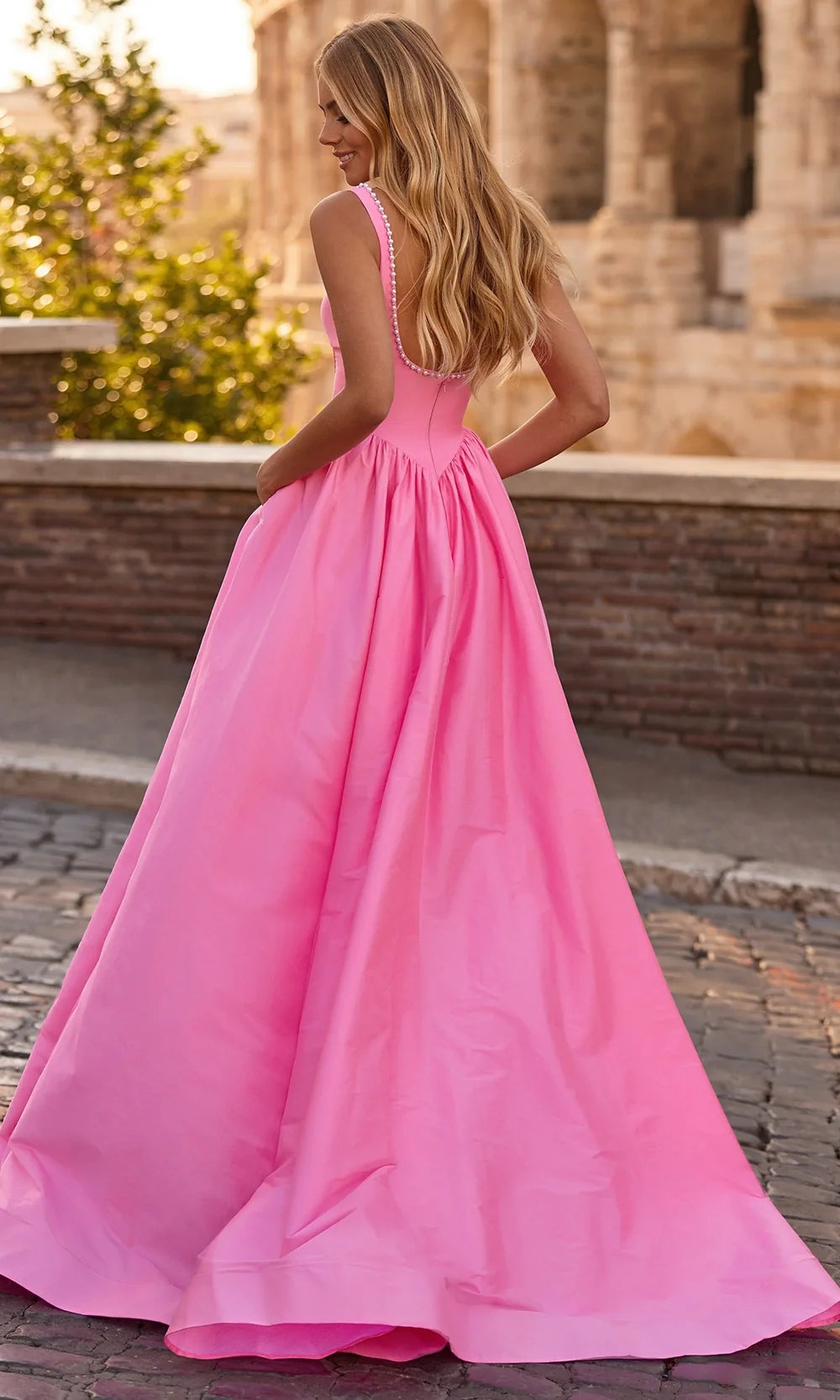 Sherri Hill 57956 - Sleeveless Basque Long Gown with Pearl Trim Prom Dresses