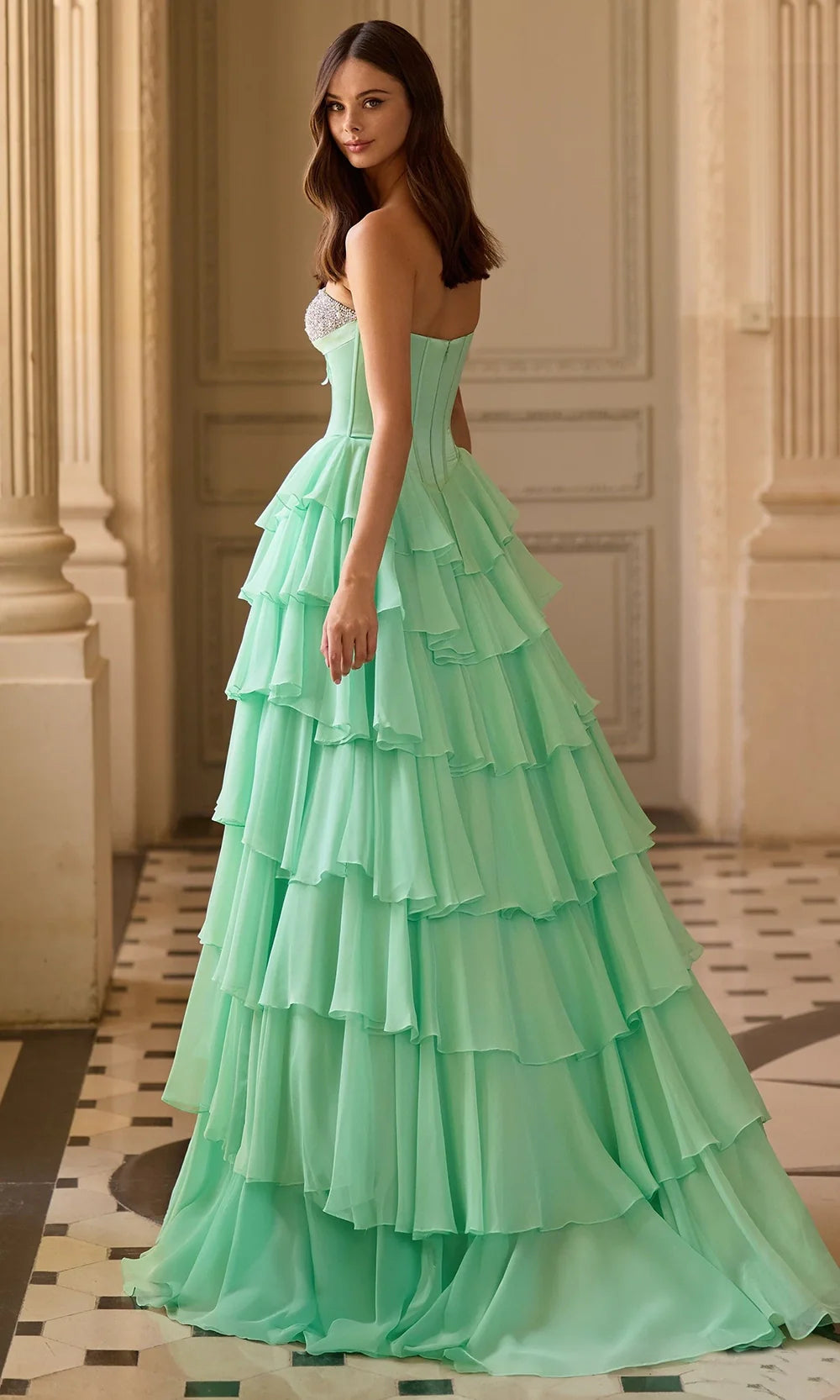 Sherri Hill 57799 - High Slit Tiered Ballgown with Bow Detail Prom Dresses