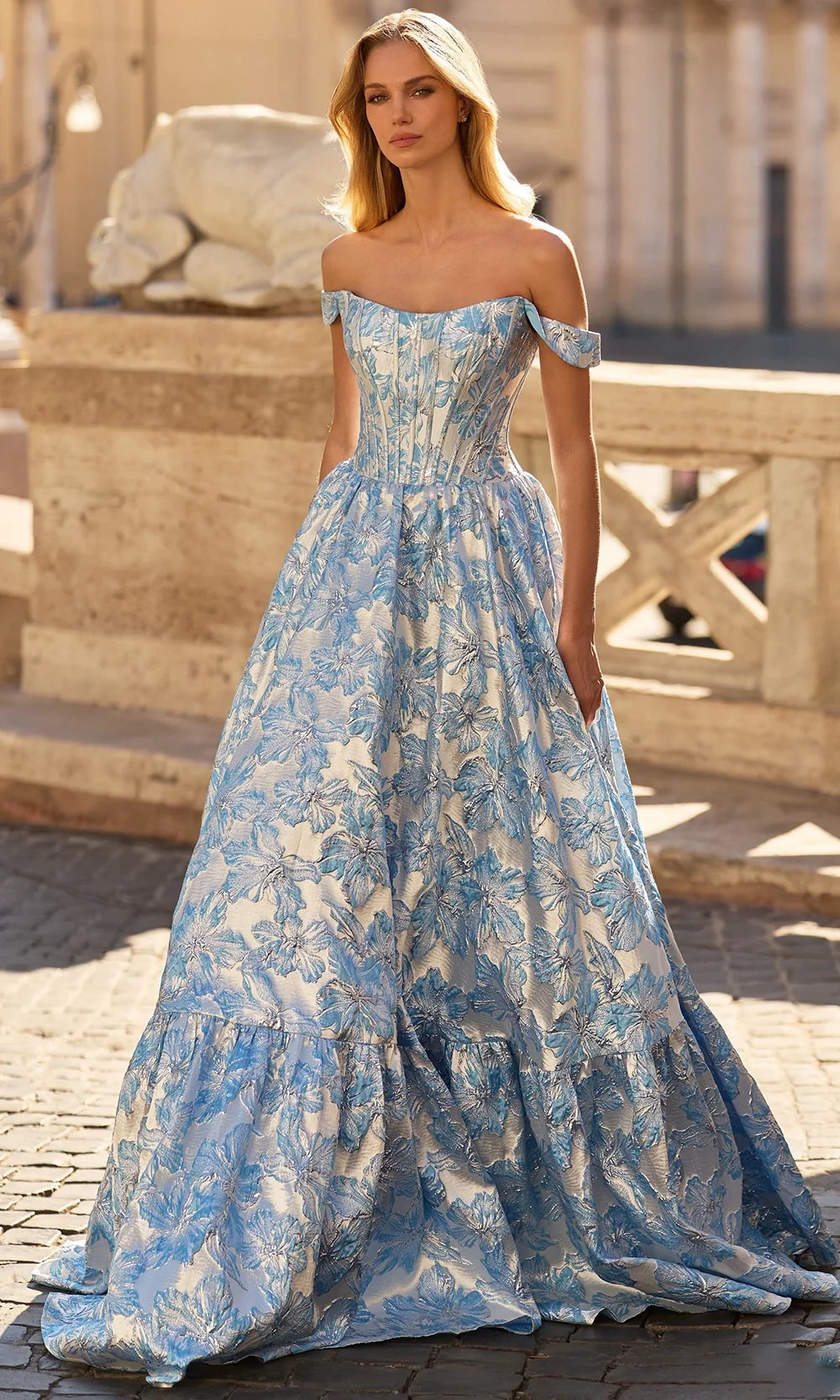 Sherri Hill 57918 - Corset V-Back Floral Textured Ballgown Ball Gowns