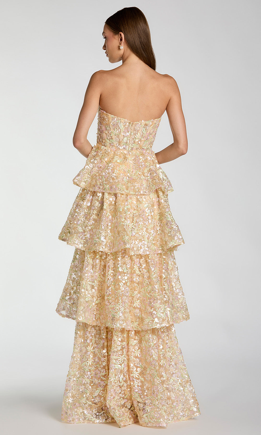 Mac Duggal 69044 - Sparkling Tiered A-Line Evening Gown Prom Dresses in Neutral and Multi