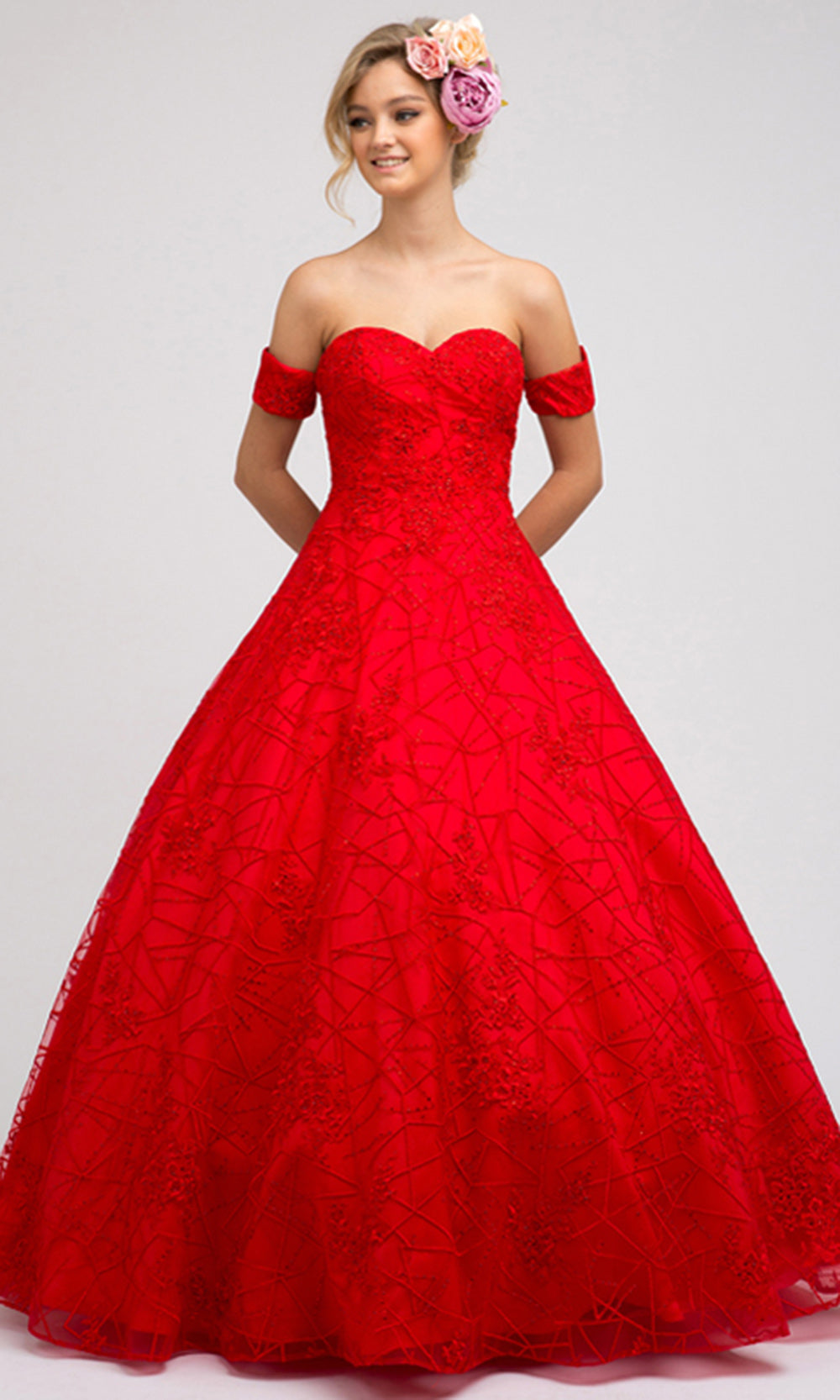Juliet Dresses 692 - Sweetheart Embellished Long Gown Ball Gowns