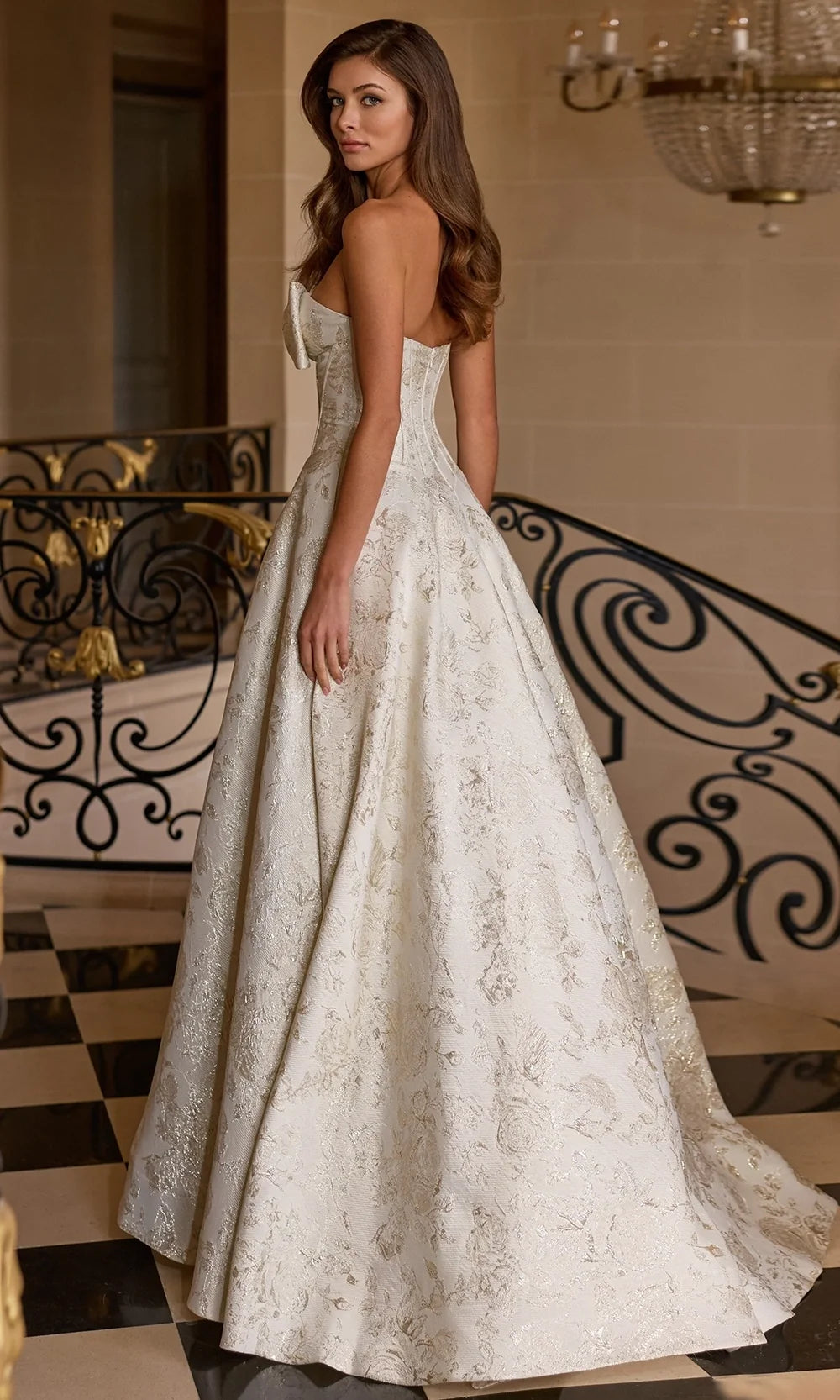 Sherri Hill 58240 - Keyhole Front Strapless Brocade Gown