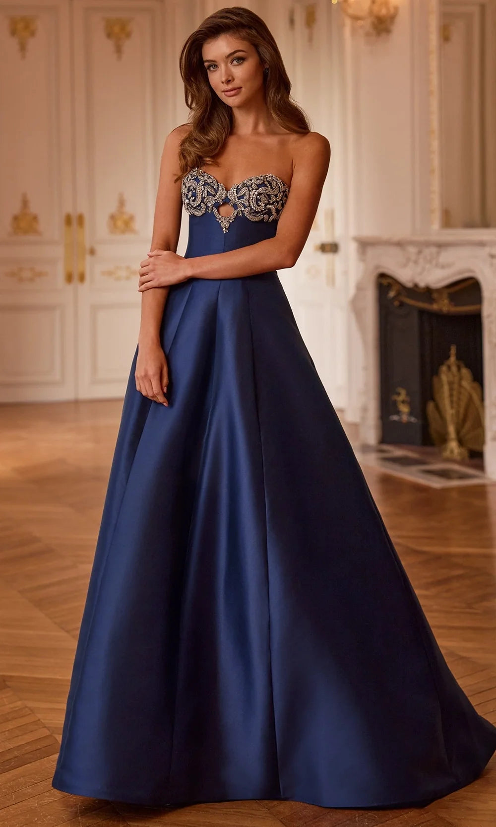 Sherri Hill 58277 - Embellished Bust Sweetheart Mikado Gown In Blue
