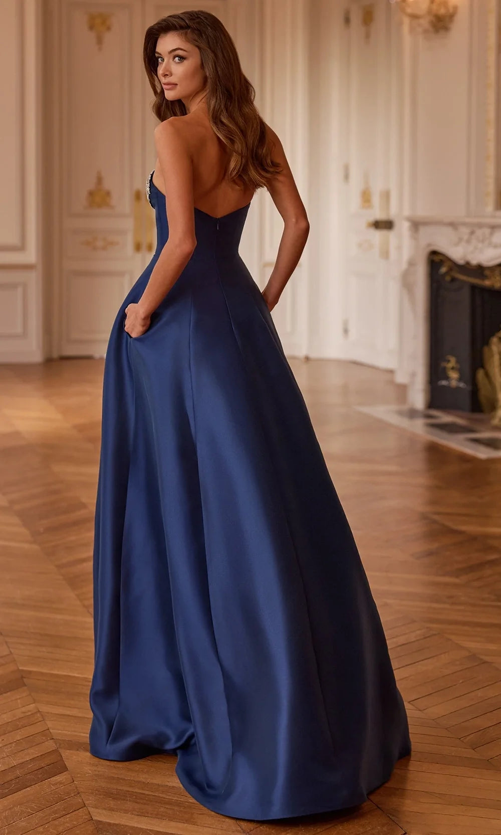 Sherri Hill 58277 - Embellished Bust Sweetheart Mikado Gown In Blue