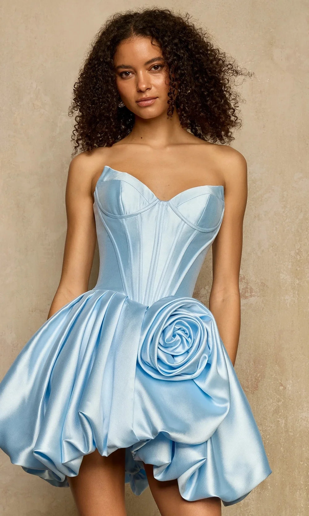 Sherri Hill 58046 - Rosette Accent Bubble A-Line Dress In Blue