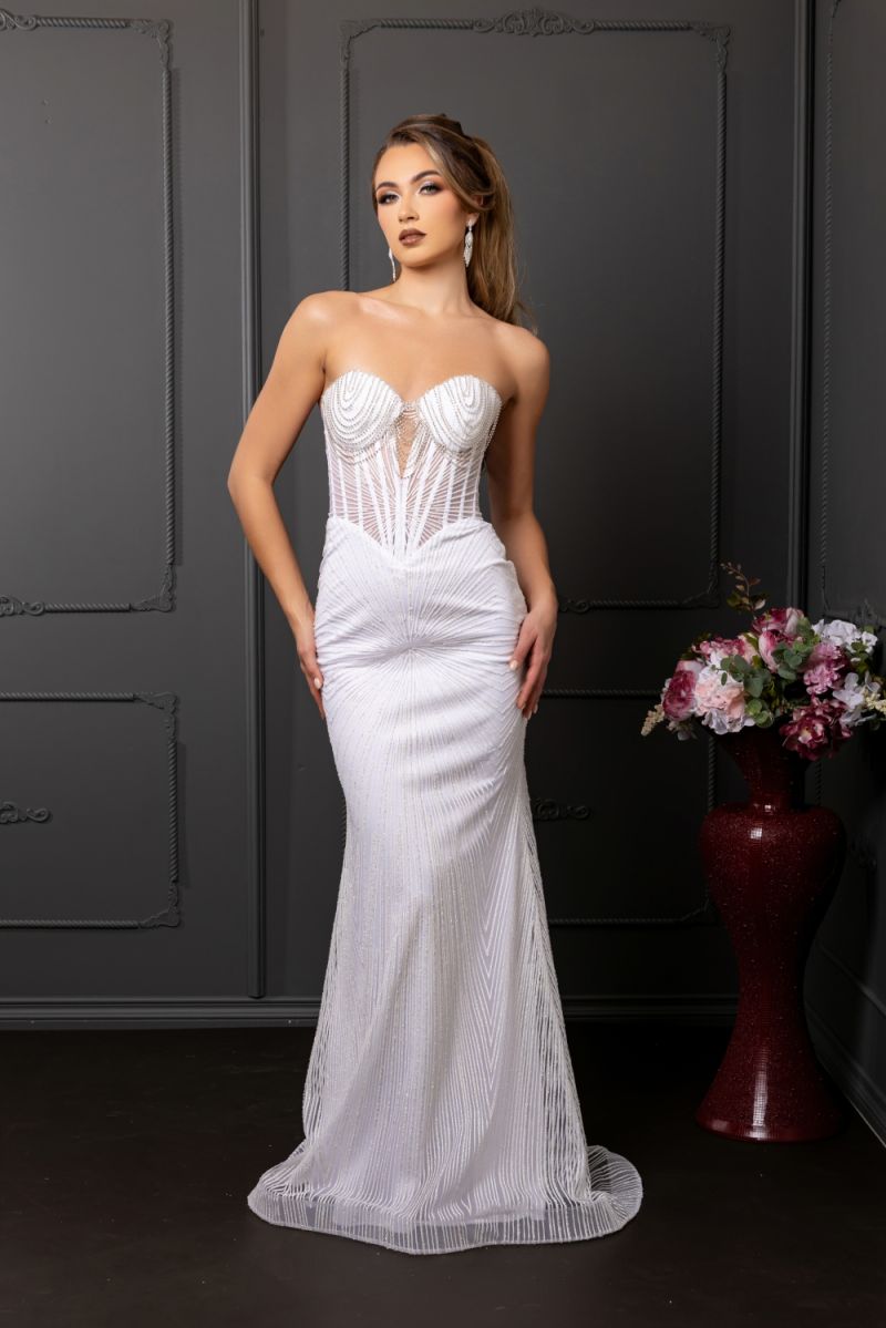 May Queen MQ2195 - Strapless Lace-Up Back Evening Gown