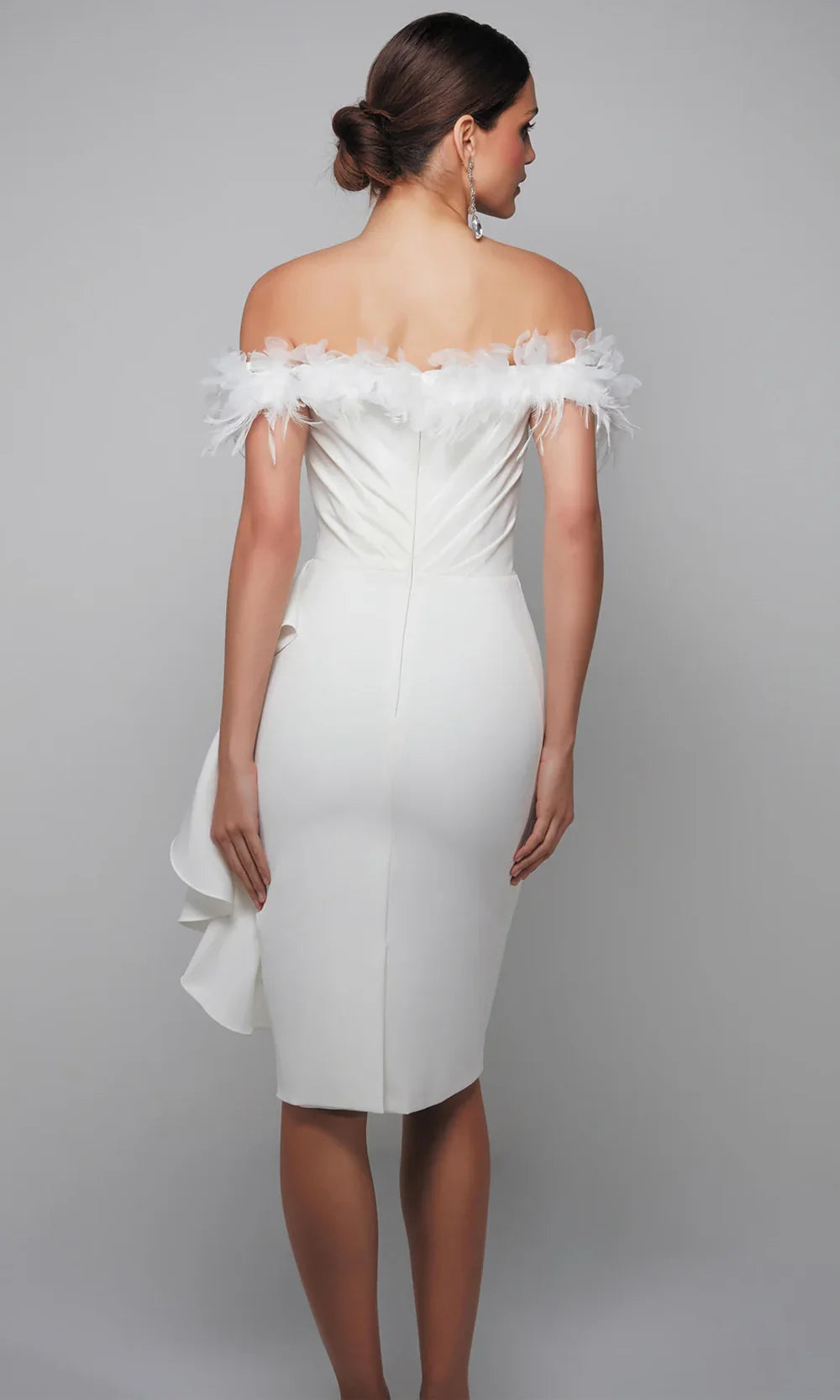 Alyce Paris 70000 - Elegant Ruched Ruffle Midi Dress Cocktail Dresses