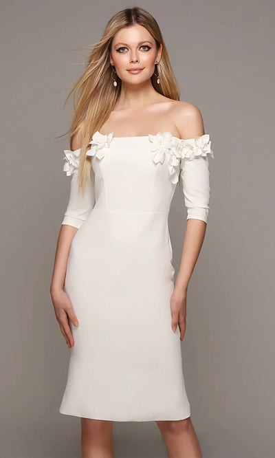Alyce Paris 70003 - Floral Appliqued Knee-Length Formal Dress Cocktail Dresses