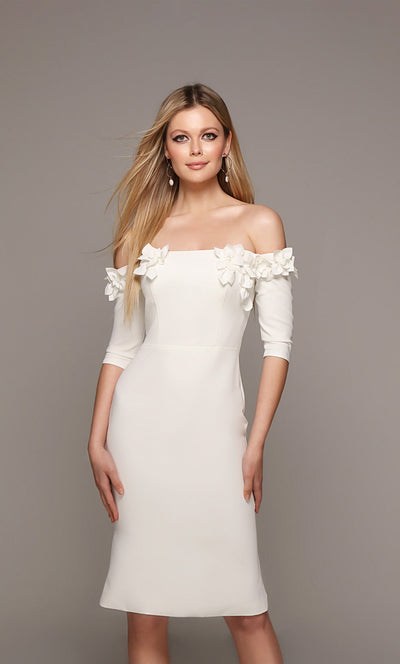 Alyce Paris 70003 - Floral Appliqued Knee-Length Formal Dress Cocktail Dresses