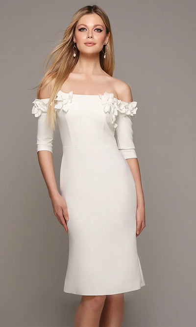Alyce Paris 70003 - Floral Appliqued Knee-Length Formal Dress Cocktail Dresses