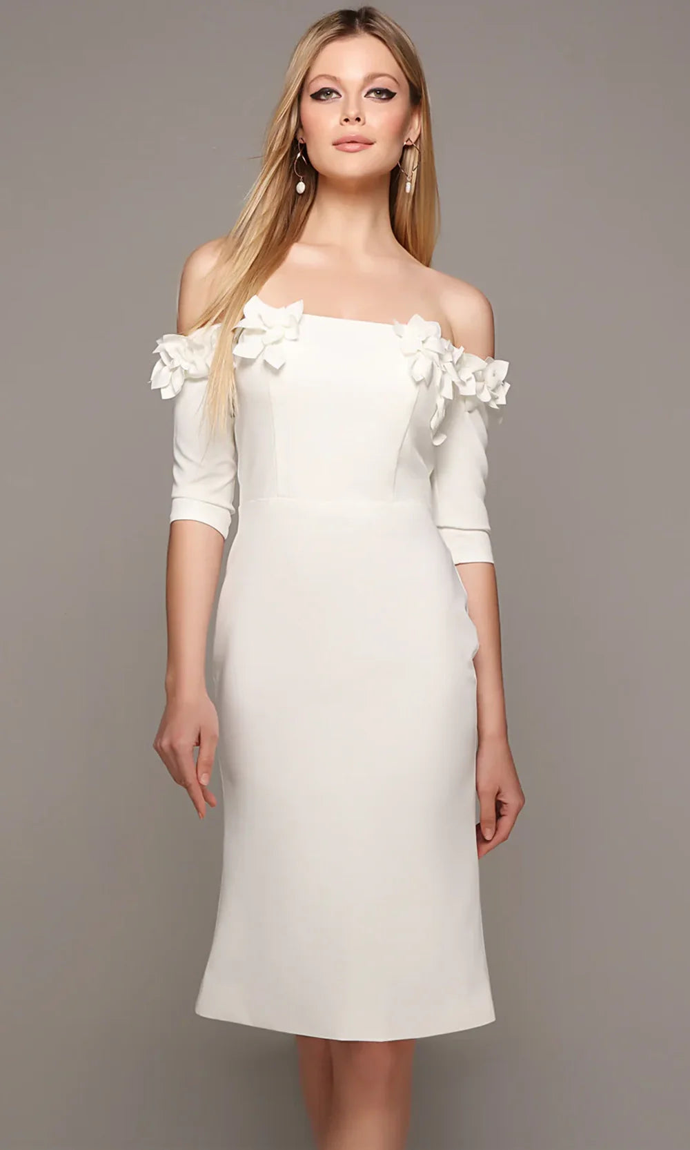Alyce Paris 70003 - Floral Appliqued Knee-Length Formal Dress Cocktail Dresses